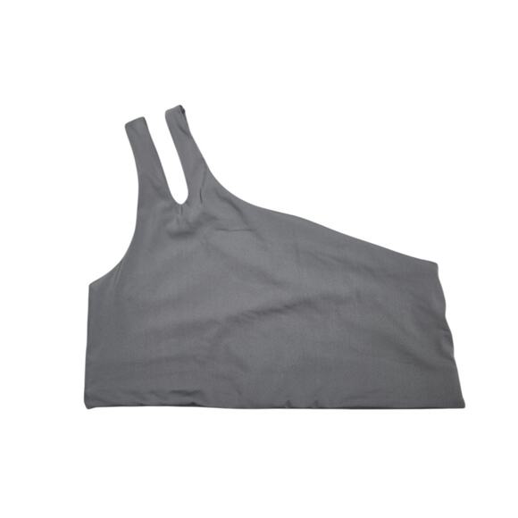 Fabletics Gray Asymmetrical Double Strap Midi Bra NEW Women's XXL 1X - Picture 3 of 10